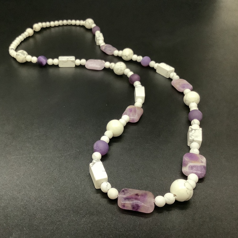 Amethyst & Howlite Beaded Boho Necklace